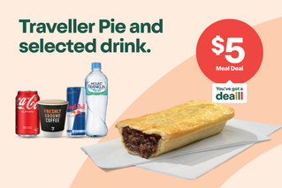 $5 Meal Deal. Traveller Pie and selected drink*.